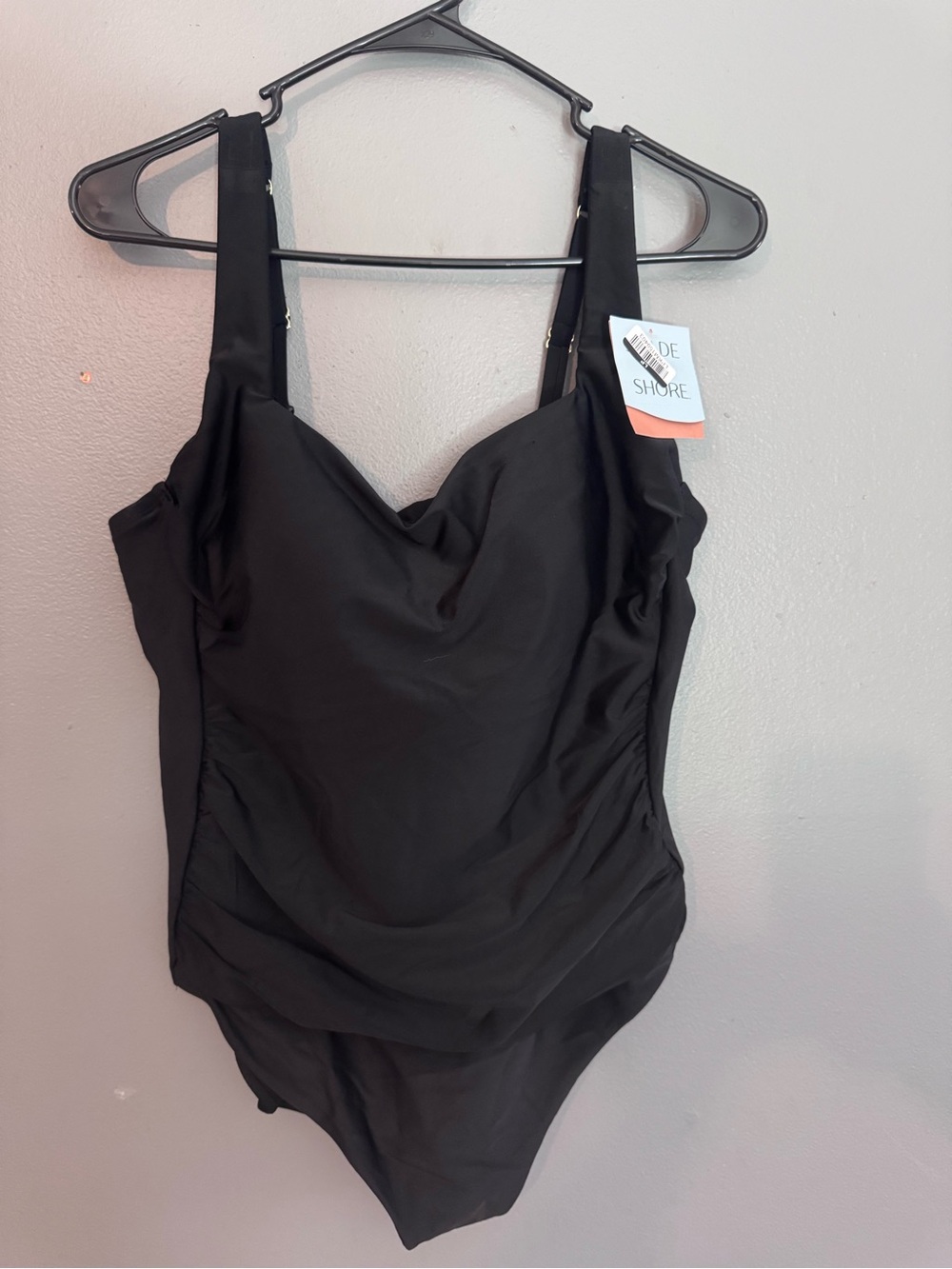 Shade & Shore Black One-Piece Swimsuit Full seat coverage , Tummy Control.